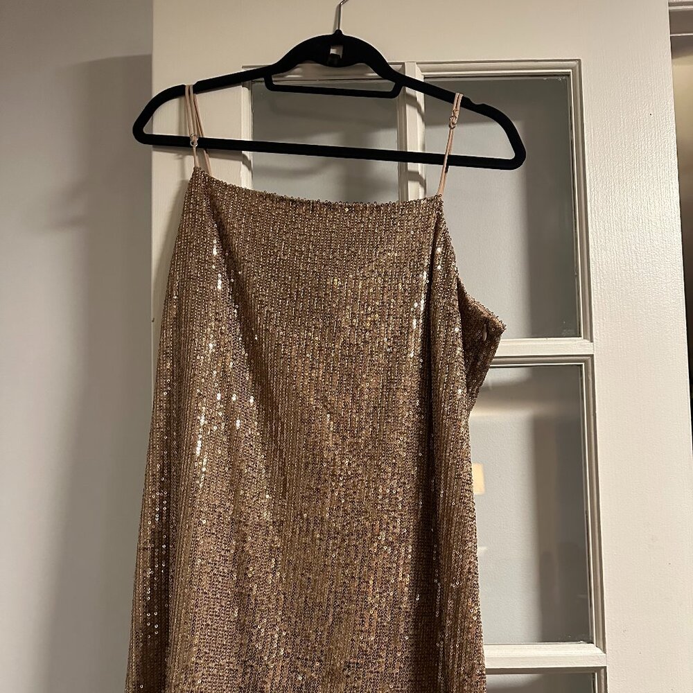 Party dress! Banana Republic gold sequined dress Size 18